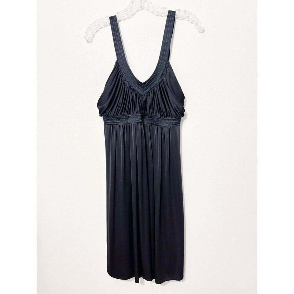 BCBG MAXAZRIA Sleeveless Empire Dress Midnight Blue w/Gold Metallic Size 6